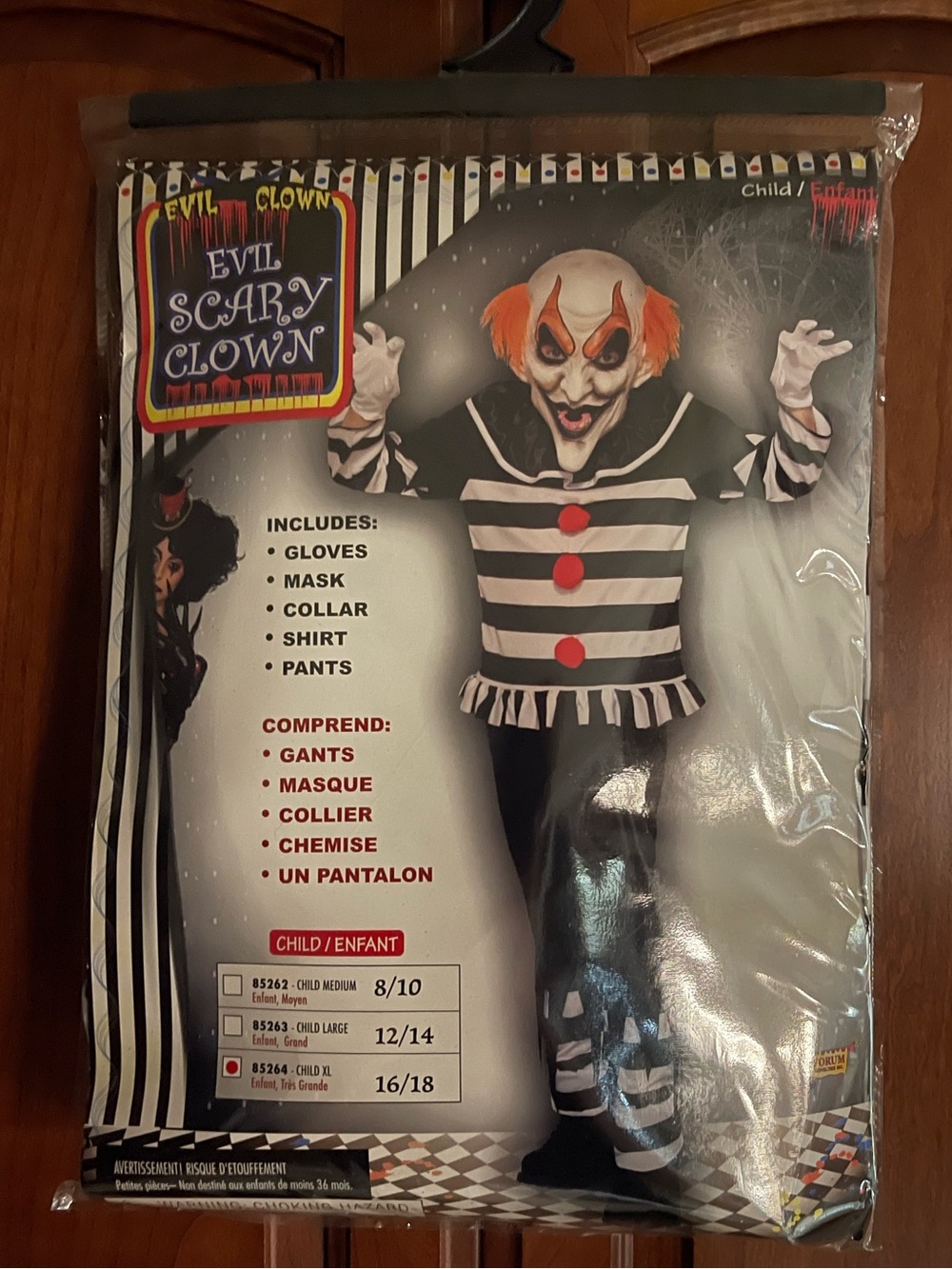 adidas Black, White & Orange Evil Scary Clown Kids Costume